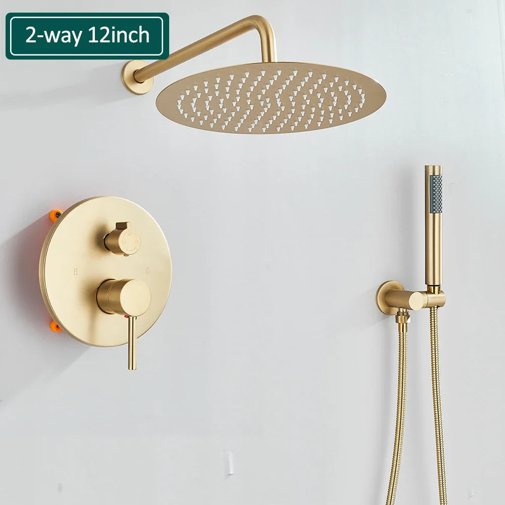 Elegante Conjunto de Duche em Dourado Escovado