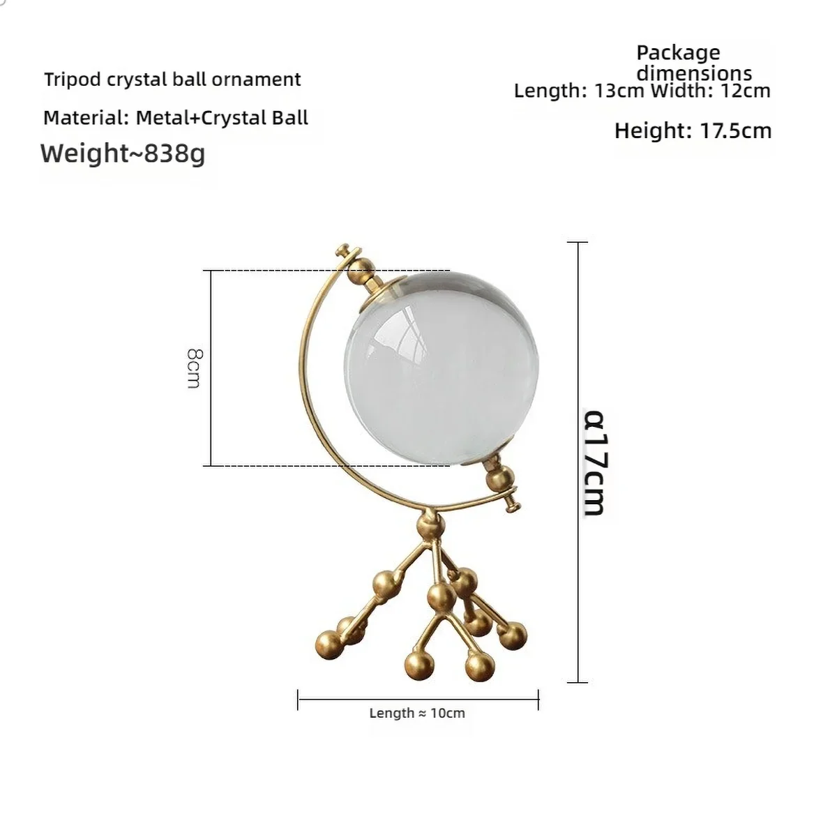 Conjunto Decorativo Dourado com Cristal