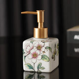 Elegante Doseador de Loção em Cerâmica Floral