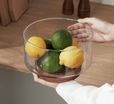 Taça Nórdica em Vidro para Fruta e Salada com Base de Madeira