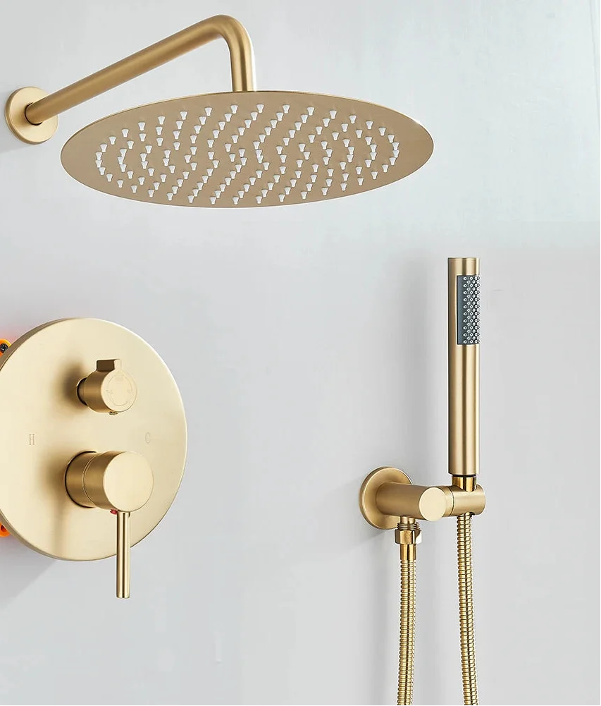 Elegante Conjunto de Duche em Dourado Escovado