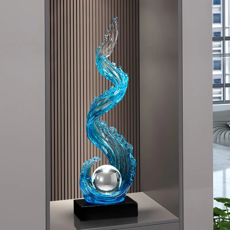 Elegante Escultura Azul em Resina