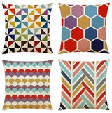 Capas de Almofada Geométricas Coloridas – Conjunto de 4, 45 × 45cm