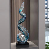 Elegante Escultura Azul em Resina
