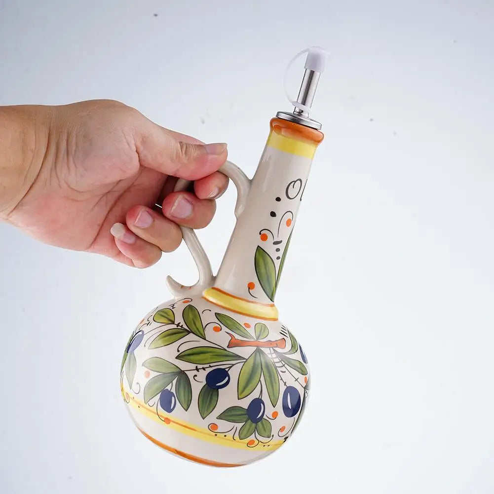 Doseador de Azeite em Cerâmica Pintado à Mão