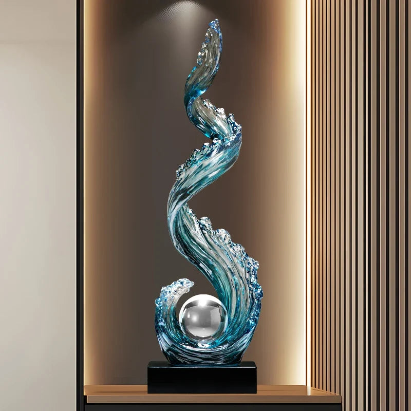Elegante Escultura Azul em Resina