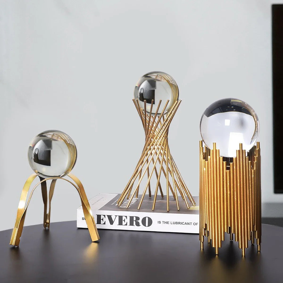 Conjunto Decorativo Dourado com Cristal