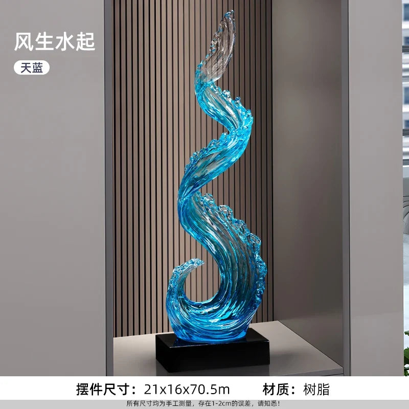 Elegante Escultura Azul em Resina