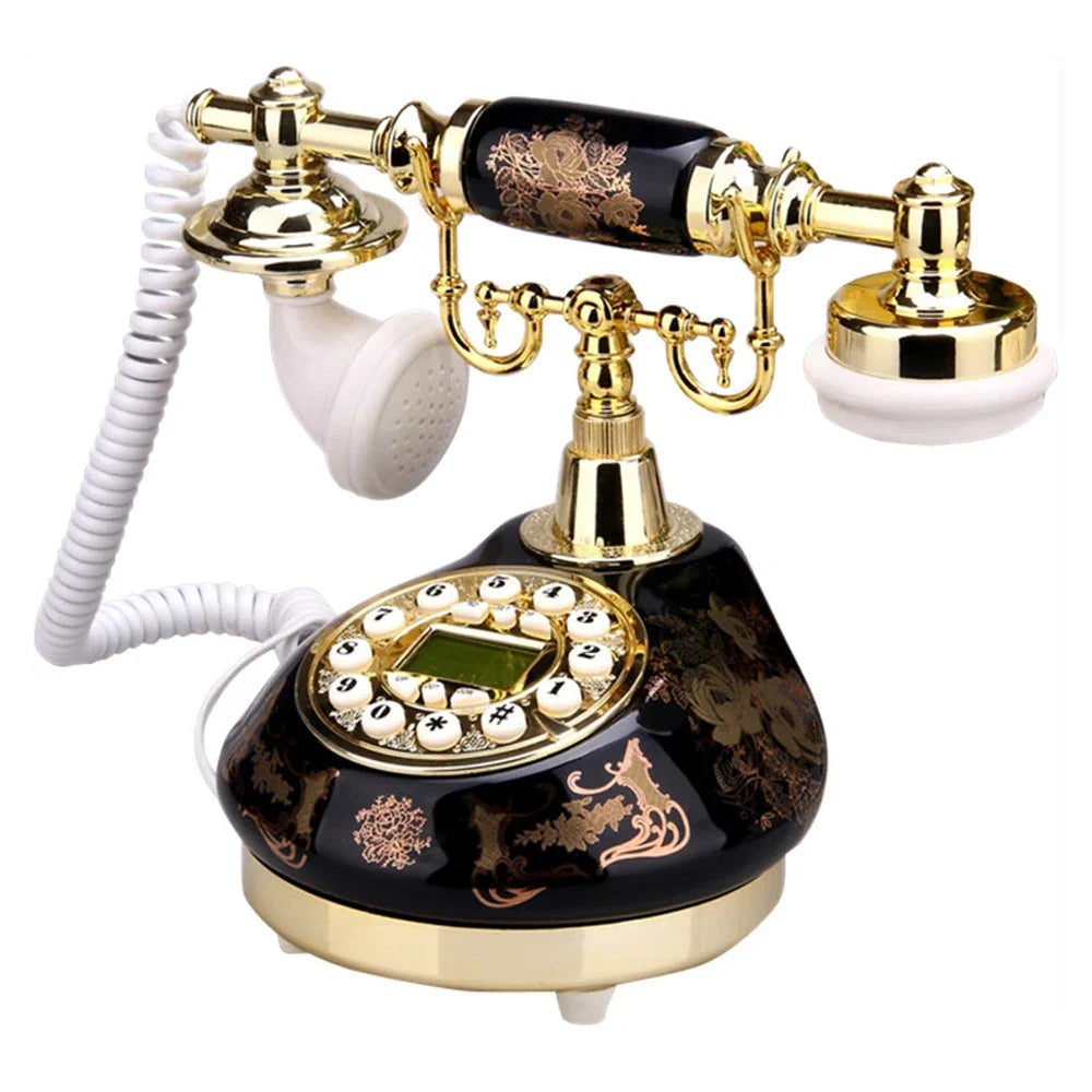 Telefone Vintage com Fio em Cerâmica