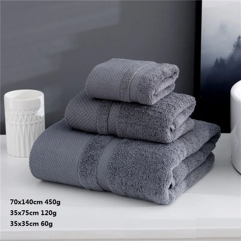 Luxuoso Conjunto de Toalhas de Algodão - 3 Peças
