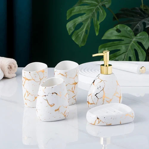Elegante Conjunto de Casa de Banho em Mármore