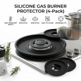 Conjunto de 4 Protetores Premium de Silicone para Placa a Gás - Capas de Queimador Resistentes ao Calor, Reutilizáveis e à Prova de Gordura