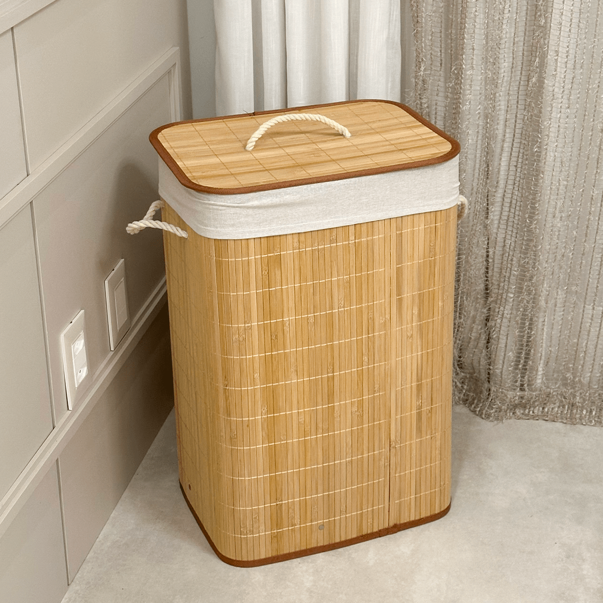 Cesto de Roupa em Bambu com Tampa – 60cm