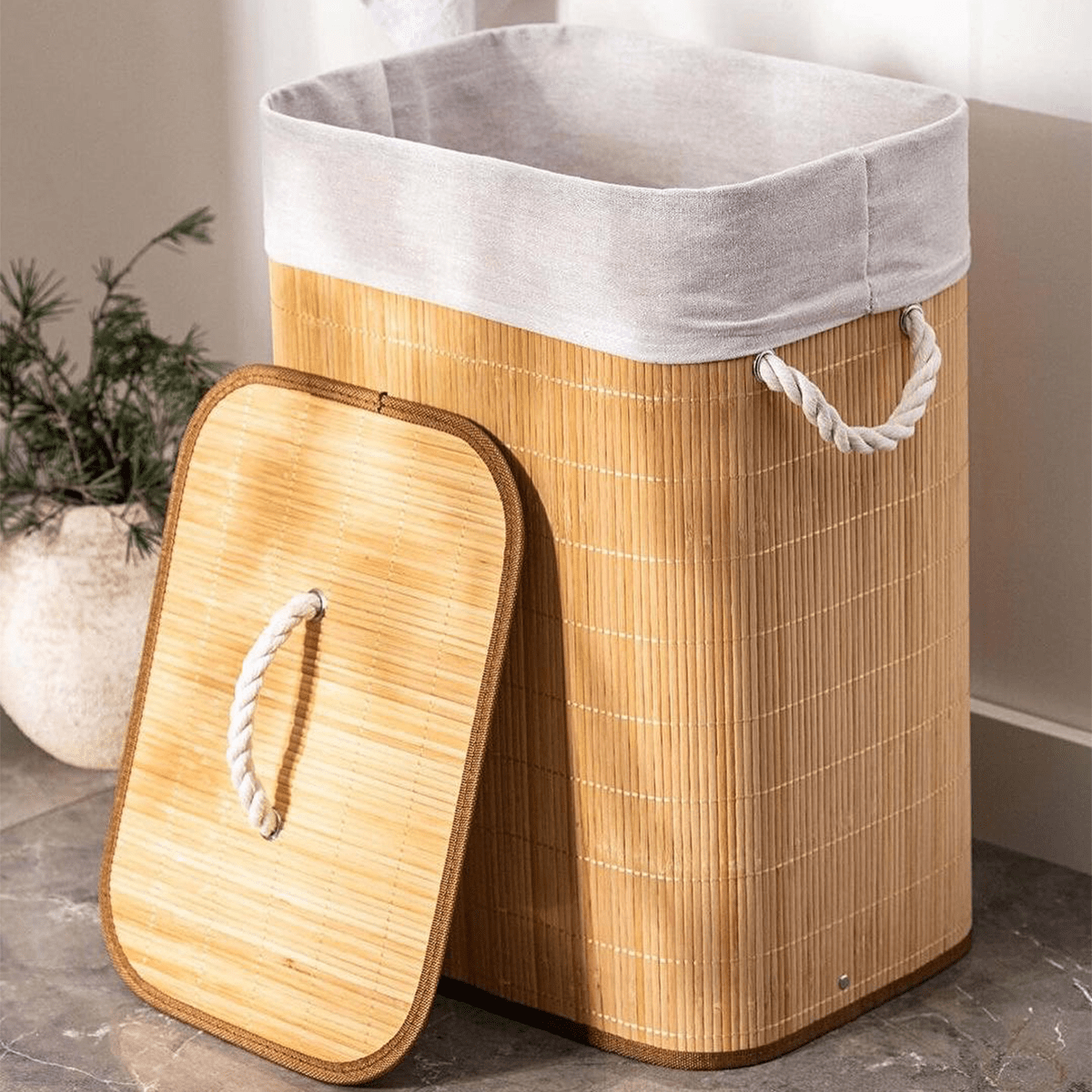 Cesto de Roupa em Bambu com Tampa – 60cm