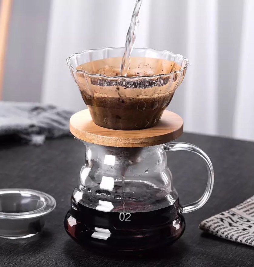 Conjunto de Dripper de Café em Vidro Hario V60 – 500ml
