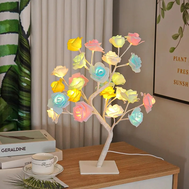 Candeeiro de Mesa Árvore de Rosas LED – Luz Decorativa USB 45cm