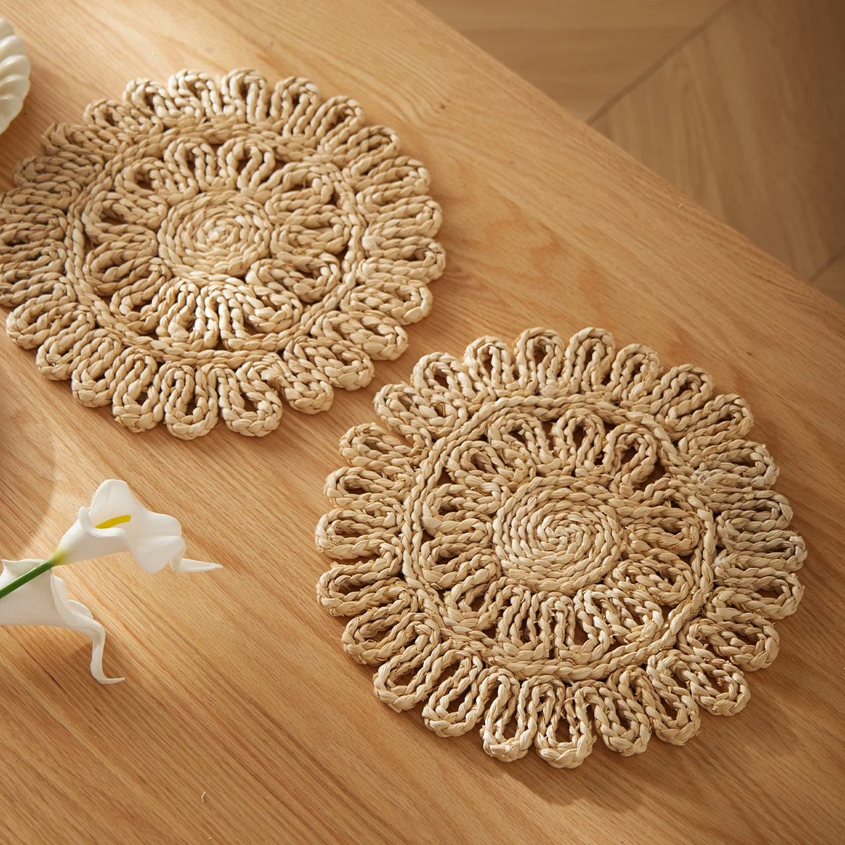 Individuais Naturais Entrançados em Macramé – 30cm