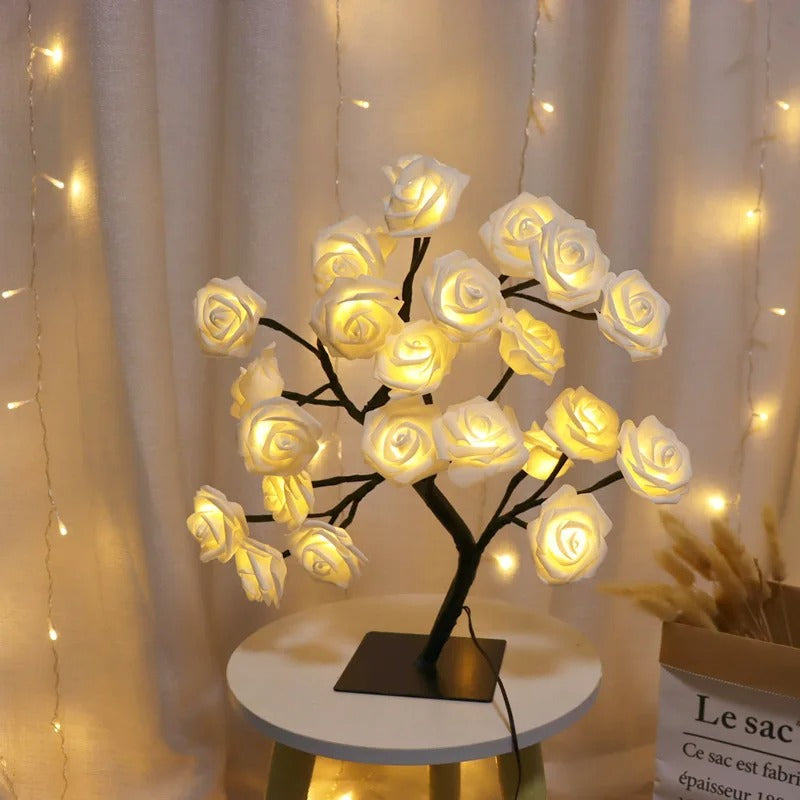 Candeeiro de Mesa Árvore de Rosas LED – Luz Decorativa USB 45cm