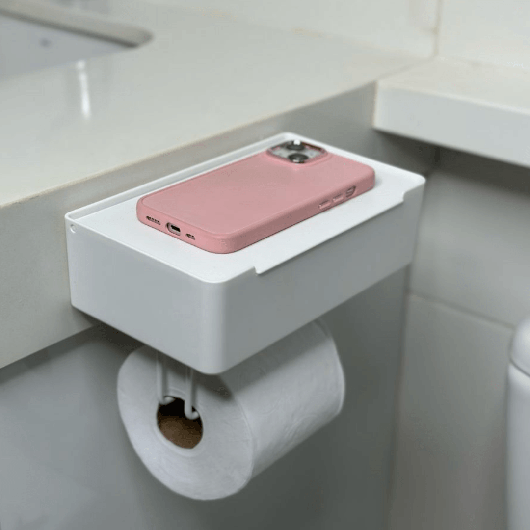 Suporte de Papel Higiénico de Parede 3M com Prateleira de Arrumação