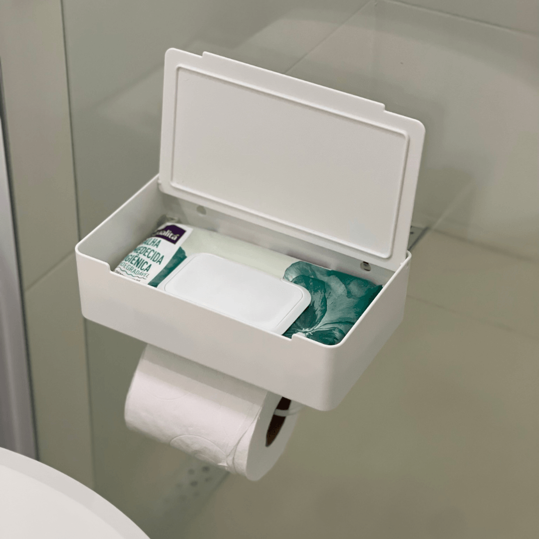 Suporte de Papel Higiénico de Parede 3M com Prateleira de Arrumação