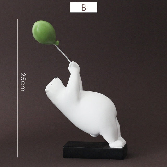 Escultura de Urso Polar com Balão Nanu